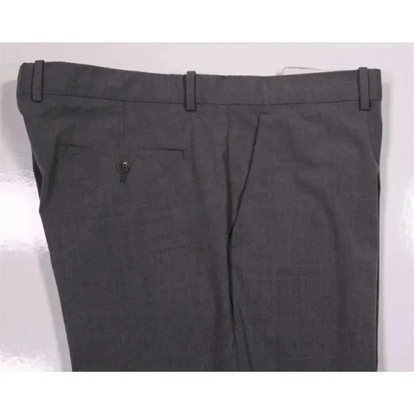 Theory Cody Uomo Solid Gray Flat Front Wool Dress Pants Trousers 38x33 - Picture 2 of 8